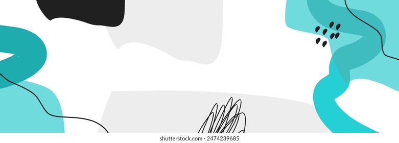 Abstract wavy backgrounds. Hand drawn various shapes and doodle objects. Contemporary organic modern trendy vector illustrations. Every background is isolated. Pastel colors