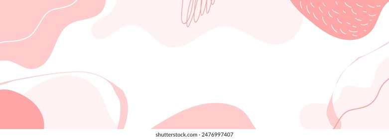Abstract wavy backgrounds. Hand drawn various shapes and doodle objects. Contemporary organic modern trendy vector illustrations. Sweet concept.