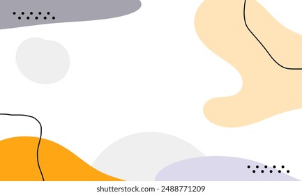 Abstract wavy backgrounds. Hand drawn various shapes and doodle objects. Contemporary organic modern trendy vector illustrations. Pastel colors