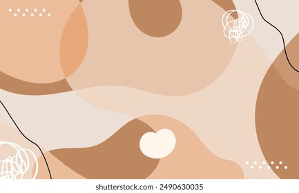 Abstract wavy backgrounds. Hand drawn various shapes and doodle objects. Contemporary organic modern trendy vector illustrations. Pastel colors