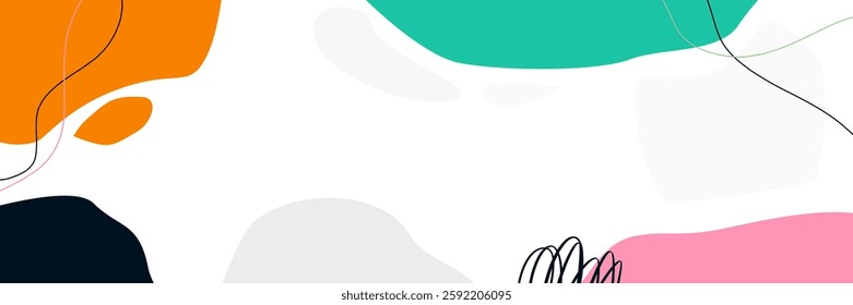 Abstract wavy backgrounds. Hand drawn various shapes and doodle objects. Contemporary organic modern trendy vector illustrations. Every background is isolated. Pastel colors