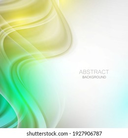Abstract wavy background.Vector waves background.Green and yellow wavy shapes.