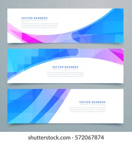 abstract wavy banners and headers set