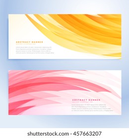 abstract wavy banners set in yellow and pink color