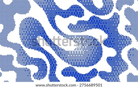 Abstract wavy bitmap background. Vector pixel art texture in y2k aesthetic. Liquid distorted organic shapes