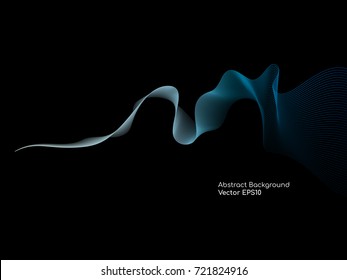 Abstract wavy black background with colorful smooth curves wave lines for technology background or modern background