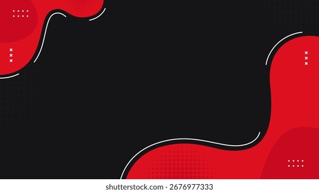Abstract wavy black and red on black horizontal background with minimalist design and some copy space for text.