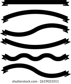 Abstract wavy black ribbons vector design