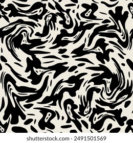 Abstract Wavy Black Shapes 
Decorative seamless pattern. Repeating background. Tileable wallpaper print.