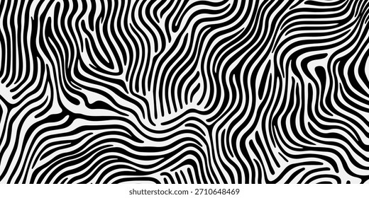 Abstract Wavy Black and White Line Pattern Background