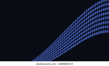 Abstract wavy blending line creative big data flowing dark blue background.