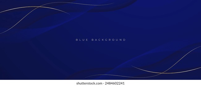 Abstract wavy blue background with gold accents and red light design