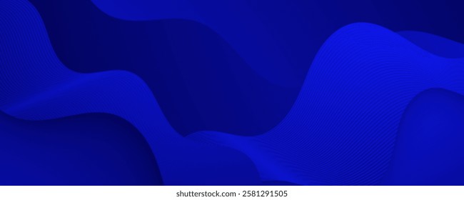 Abstract wavy blue background with gold accents and red light design