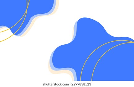 abstract wavy blue background with yellow line art. For advertising, marketing, presentation