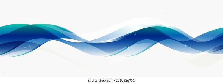 Abstract wavy blue lights tech on a white background. Futuristic digital technology concept. Vector illustration