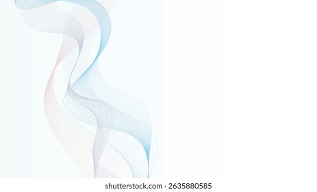 Abstract wavy blue and pink lines on white background, minimal modern flow, elegant vector, digital wallpaper