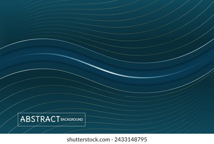 forma azul ondulado abstracto y fondo de línea