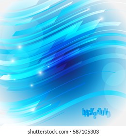 Abstract Wavy Blue-White Background, Vector Illustration, Graphic Design. Curve Line Backdrop. Modern Color Concept. 