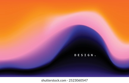 Abstract wavy blurred gradient mesh background. Fluid color gradation backdrop. Vibrant simple color blend graphic element.