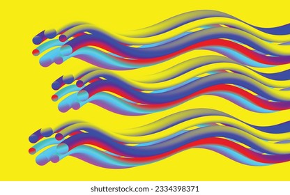 Abstract wavy bold line art on a yellow background, element for modern day designs, computer wallpaper, advertisement, corporate, presentation, official works, bold vector art illustration