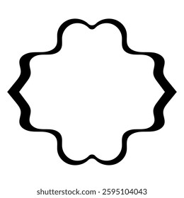 Abstract Wavy Border Frame, with Curved Edges in Black Outline