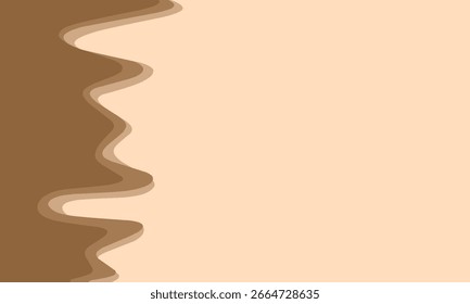 Diseño de borde marrón ondulado abstracto con tonos en capas sobre un fondo beige claro para proyectos de decoración o Diseño gráfico