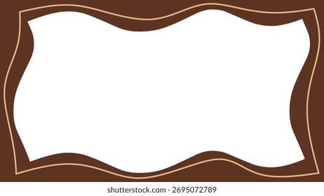 Abstract wavy brown frame. Liquid chocolate or coffee border template concept with copy space. Minimalist frame vector.