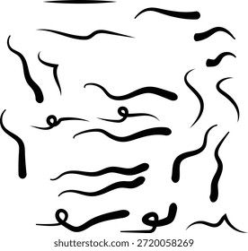 Abstract wavy brush stroke shapes set with flowing curves and bold minimal black vector forms