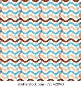 Abstract wavy checkered curves vector seamless pattern