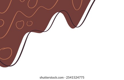 fundo de chocolate ondulado abstrato. elemento de design de canto líquido ondulado. estilo de desenho animado moderno derretendo chocolate. 