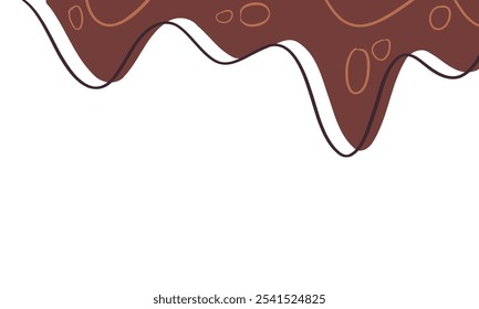 abstract wavy chocolate background. wavy liquid corner design element. modern cartoon style melting chocolate. 