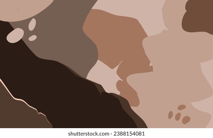 Abstract wavy chocolate backgrounds. Hand drawn various shapes and doodle objects. Contemporary organic modern trendy vector illustrations. Every background is isolated. Pastel colors