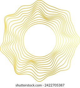 Resumen de líneas de gradiente dorado de círculo ondulado aisladas sobre fondo transparente. Fondo vectorial moderno