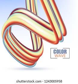 
Abstract wavy color lines in the form of a wave with a shadow on a light blue background