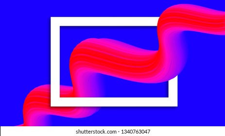 Abstract wavy colorful background with fluid shape and frame. Trendy liquid vector illustration for cards, covers, wallpapers, banners.