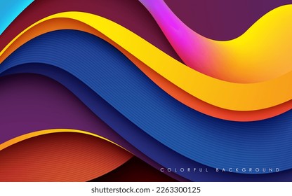 Abstract wavy colorful overlapping layers background