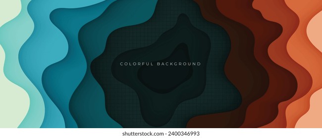 Abstract wavy colorful overlapping layers background