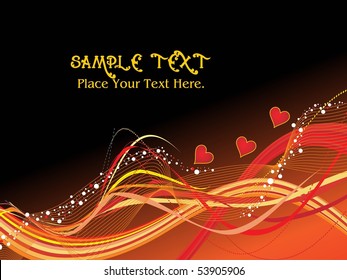 abstract wavy, colorful stripes background with romantic heart