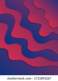 Fondo colorido ondulado abstracto con estilo 3D. Fondo líquido moderno. Fondo texturado abstracto con una mezcla de color rosa, púrpura, azul y naranja. Ilustración vectorial.