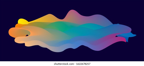 Abstract wavy colourful background. Gradient blended liquid design. Motion sound wave. 3d Vector illustration.