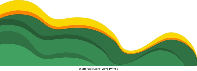 Abstract wavy corner frame vector design with yellow and green colors	