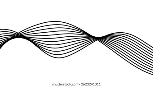 Líneas de cruce onduladas Abstractas en el elemento de diseño de fondo blanco vacío