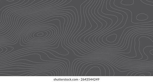 Abstract wavy curve geography topography lines contours map background. Topography white wave lines vector background.	
