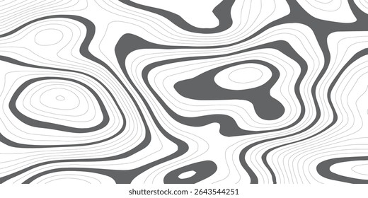 Abstract wavy curve geography topography lines contours map background. Topography white wave lines vector background.	
