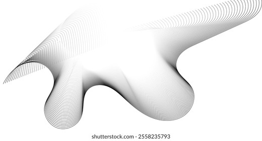 abstract wavy and curve line art flowing dynamic grey isolated on transparent background in concept luxury, wave, wind, ocean, technology, science, music, sound, banner, poster
