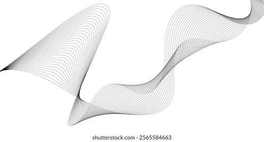 Abstract wavy curve lines background. Abstract frequency sound wave lines and technology curve lines background