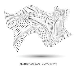 Abstract wavy curved black dot pattern illustration