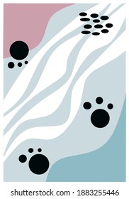 Resumen ondulado y lindo del arte de la pared de la Ilustración vectorial. Color rosa, blanco y azul. Estilo escandinavo. Concepto de diseño minimalista. Puede usarse para medios sociales, afiche, antecedentes y fondo de pantalla.