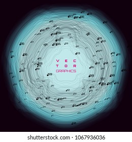 Abstract wavy design for data science or technical illustration. Vector Illustration.