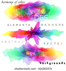 Abstract wavy design elements set, abstract vibrant colors and futuristic shapes.